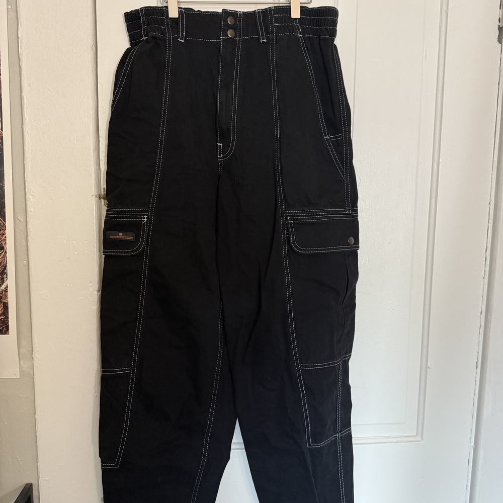 BDG Black Cargo Pants with Contrast Stitching